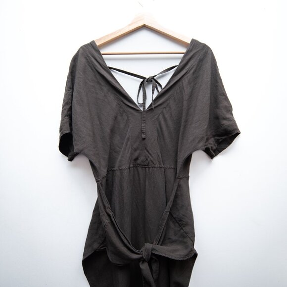 Free People Linen Blend Front Tie Jumpsuit  "Shining Sun" - Picture 3 of 7